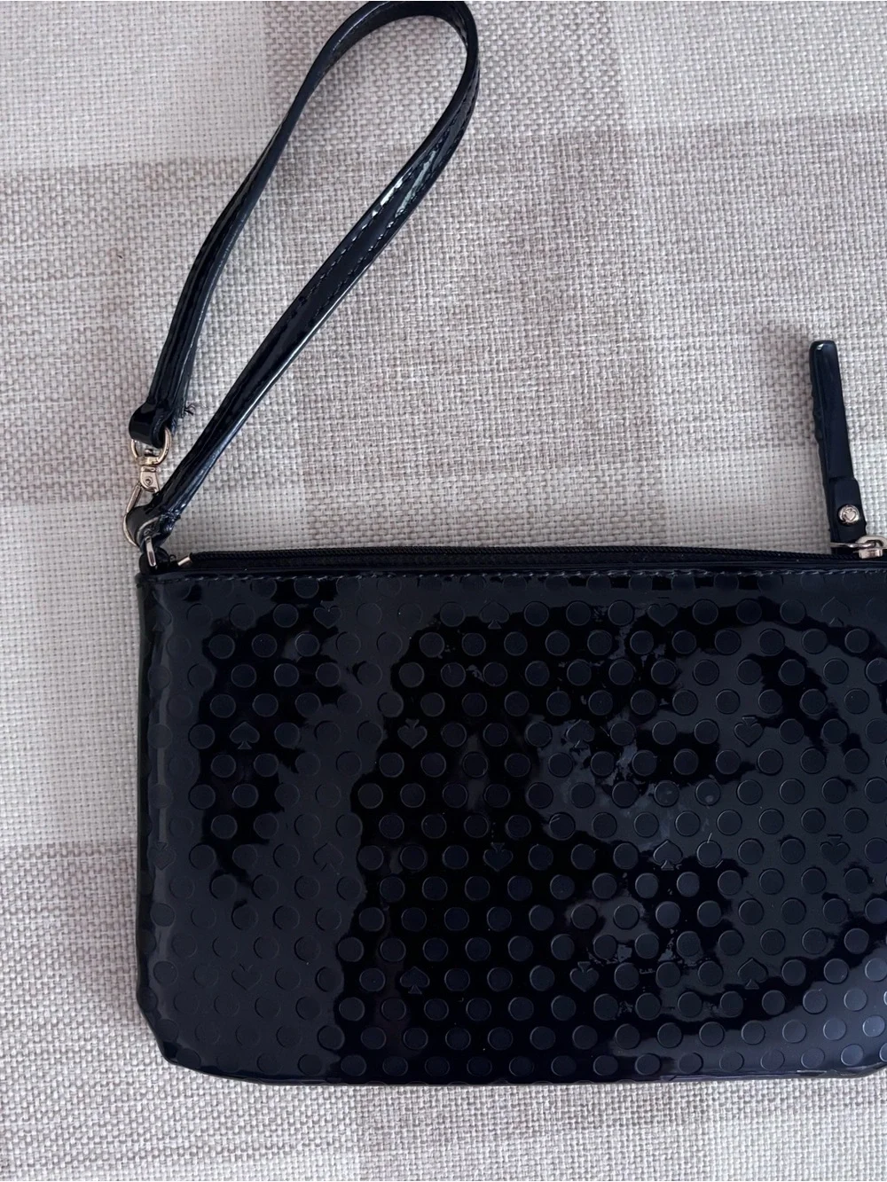 kate spade Black Patent Polka Dot Wristlet Clutch